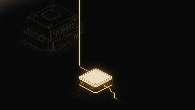 Logiciel sobre : un module de calcul compact alimenté par un mince filet d'énergie, face à une machine héritée plus lourde